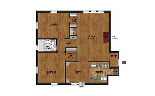 Floor plan Garfield - Two Bedroom (B)
