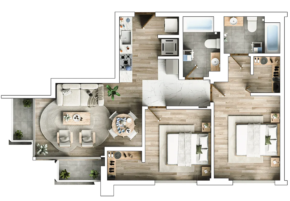 Floor plan 2 Bedrooms, 2 Bathrooms