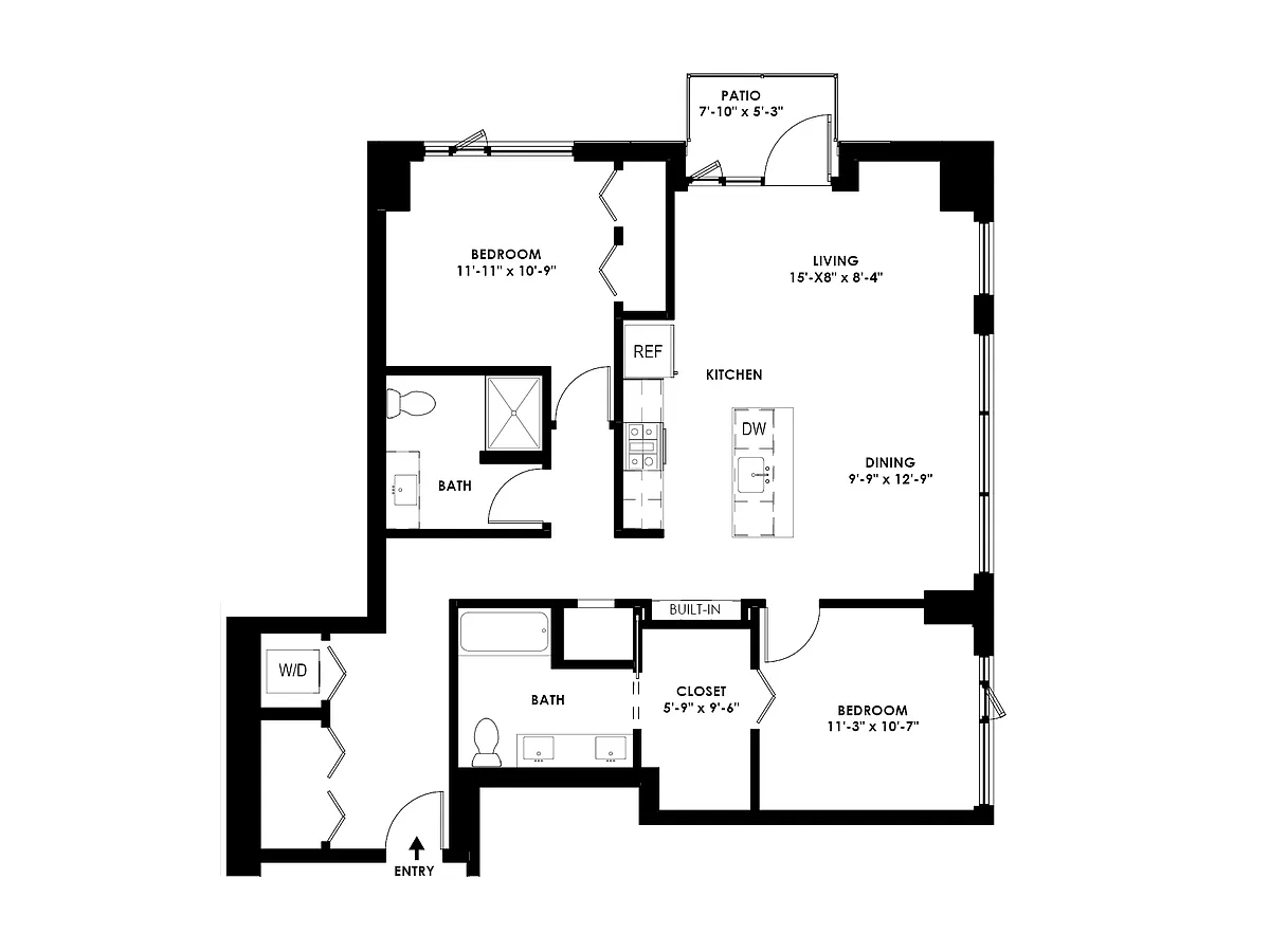 Floor plan 1 Bed/1 Bath Den - U