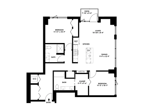 Floor plan 1 Bed/1 Bath Den - U