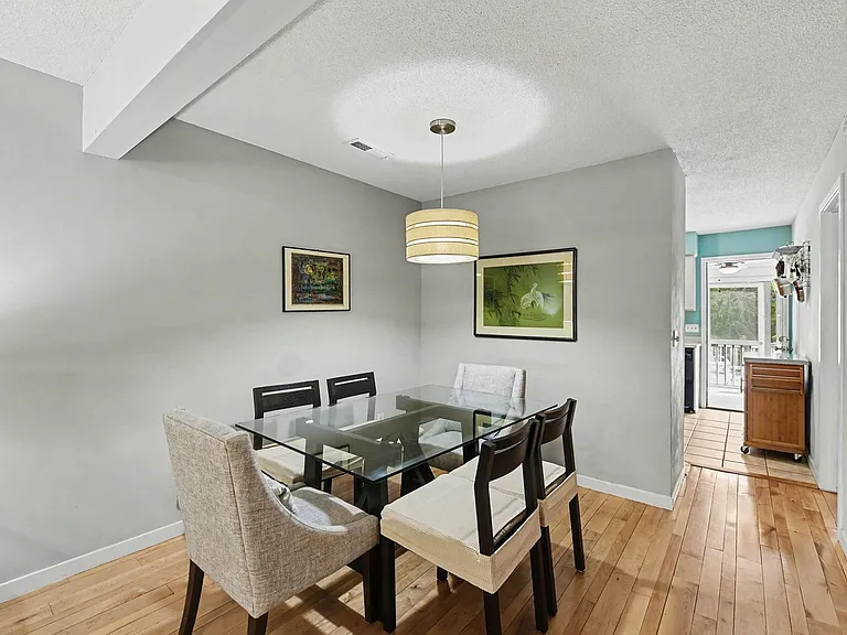 Dining area with table seating 6