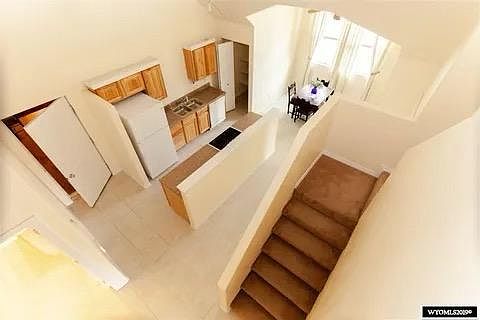 Ariel view of kitchen from upper bedroom/loft.