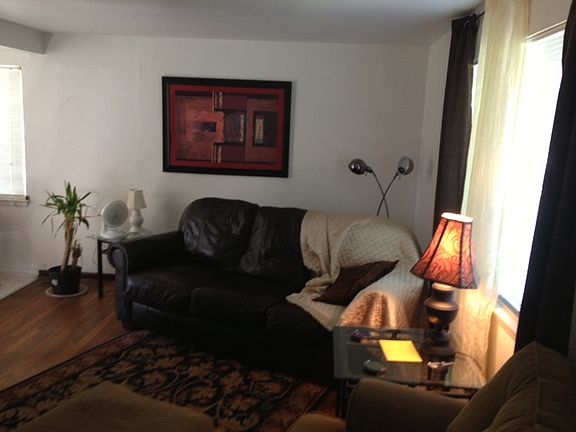 Wood floors and ceiling fan!