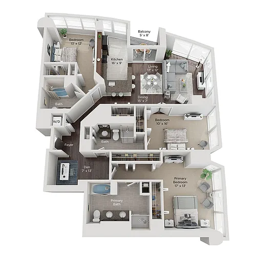Floor plan Three Bed W/Den Style (N)