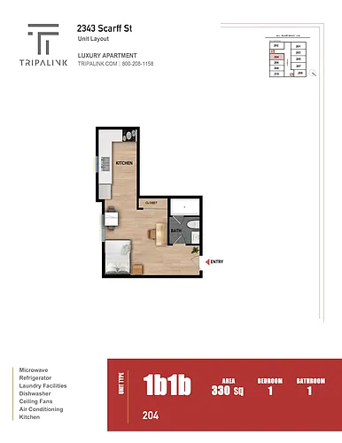 Floor plan Studio - 330 sqft
