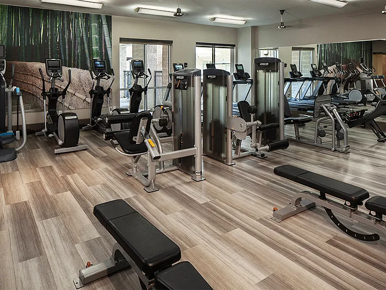Expansive fitness area with state-of-the-art cardio equipment