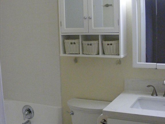 Hall bathroom..all new.  Quartz counter top. 