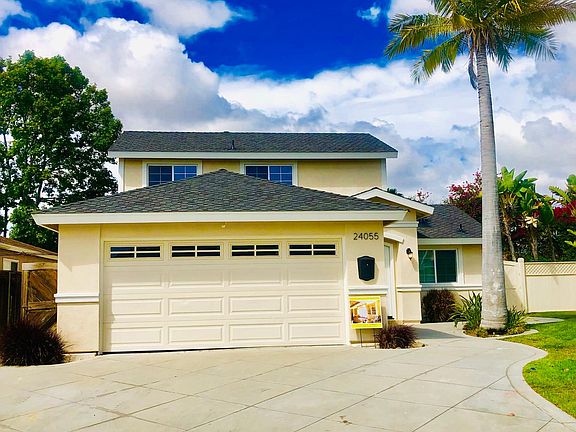 Front view: two car garage, three car driveway