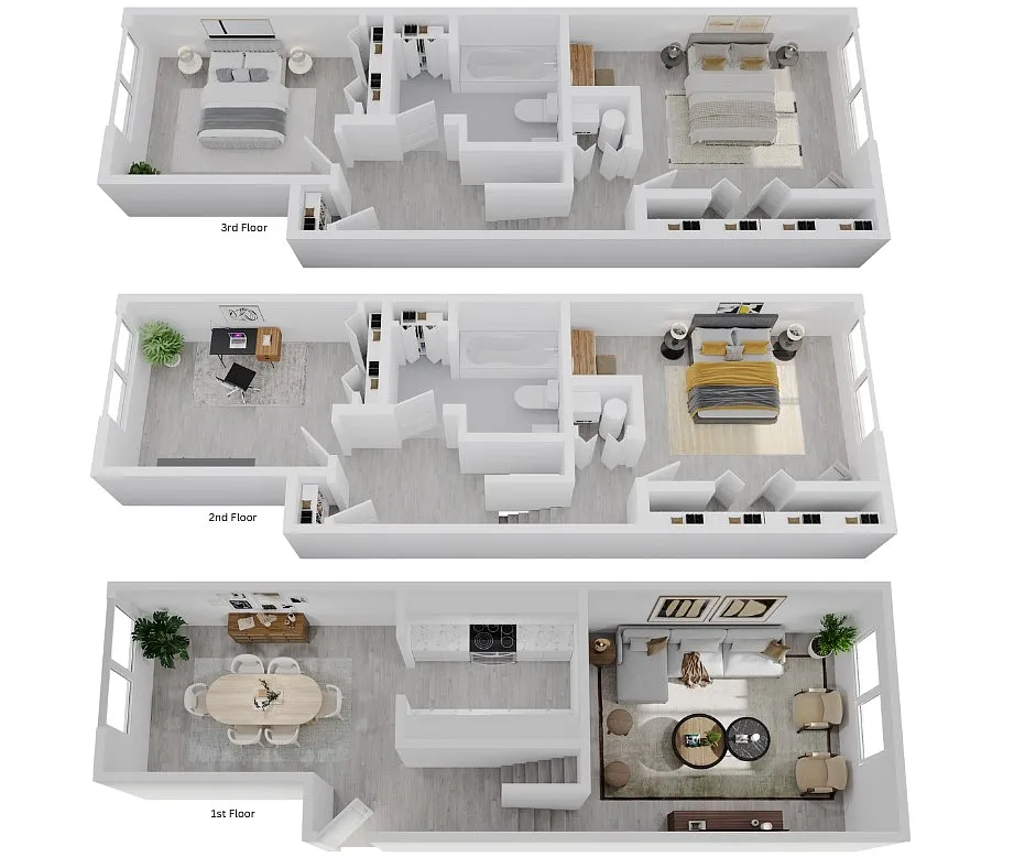 Floor plan The Carlisle (Three-story Apartment)