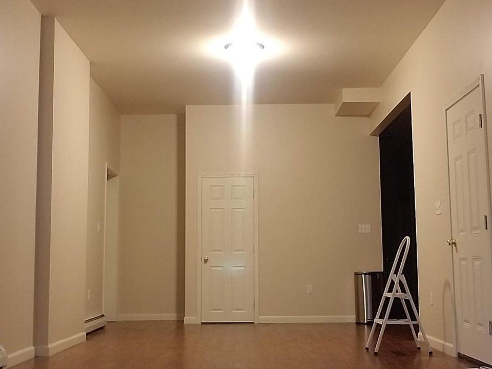 Living room/dining area from window view.