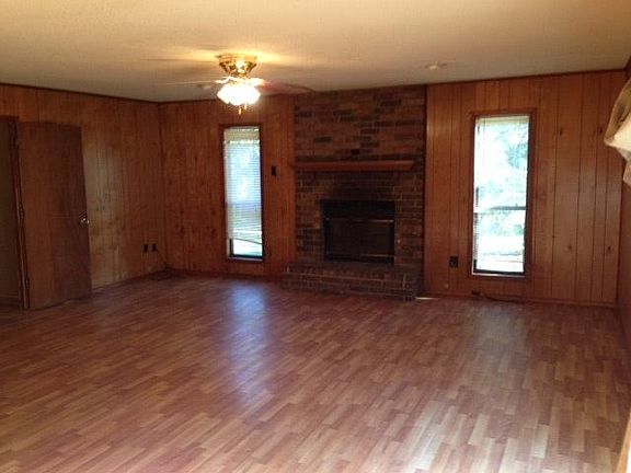 large family room with fireplace
