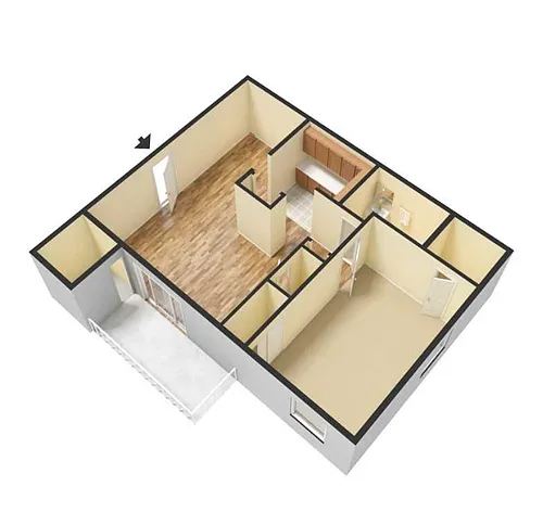 Floor plan 1 BR UPPER LEVEL