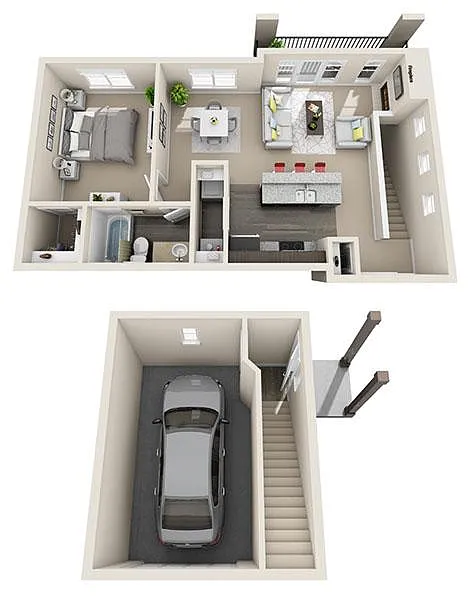 Floor plan 1 Bed Townhome