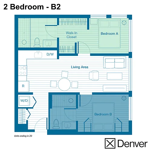 Floor plan 2 Bedroom - B2 Layout