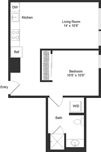 Floor plan One Bedroom C4