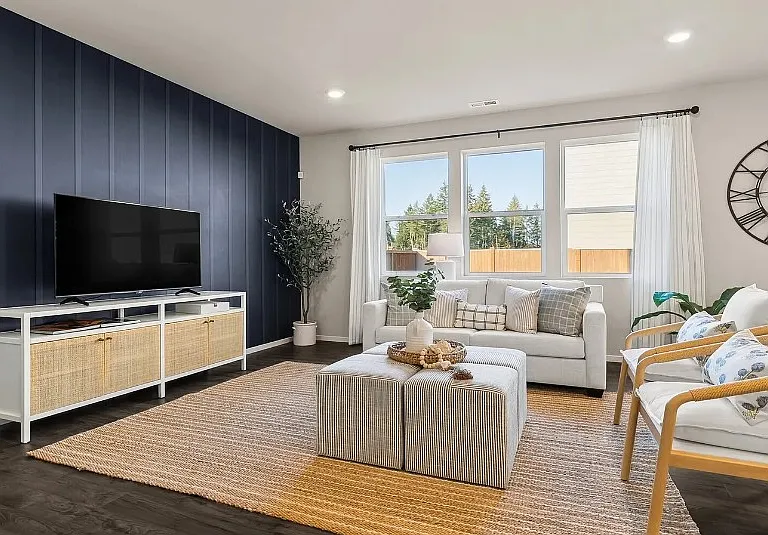 Builders inspiration images, living off kitchen. Not the actual backyard.