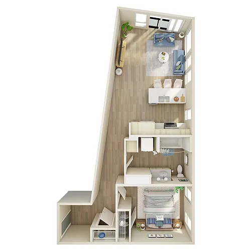 Floor plan 1 Bed, 1 Bath - K