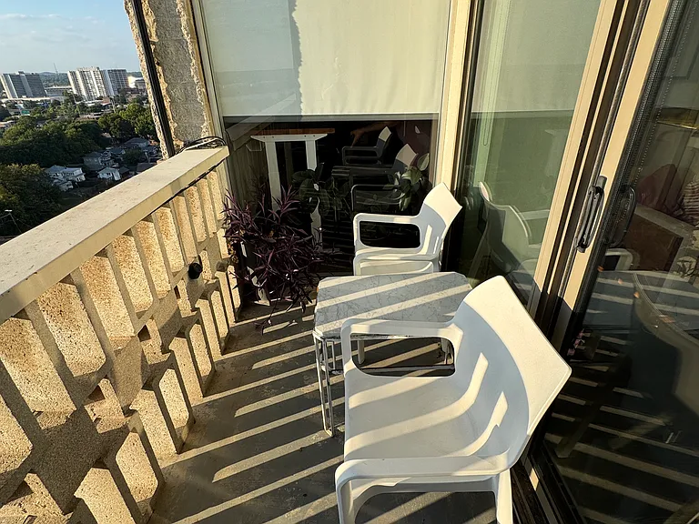 Balcony features West-facing views of sunsets over the Arkansas River.