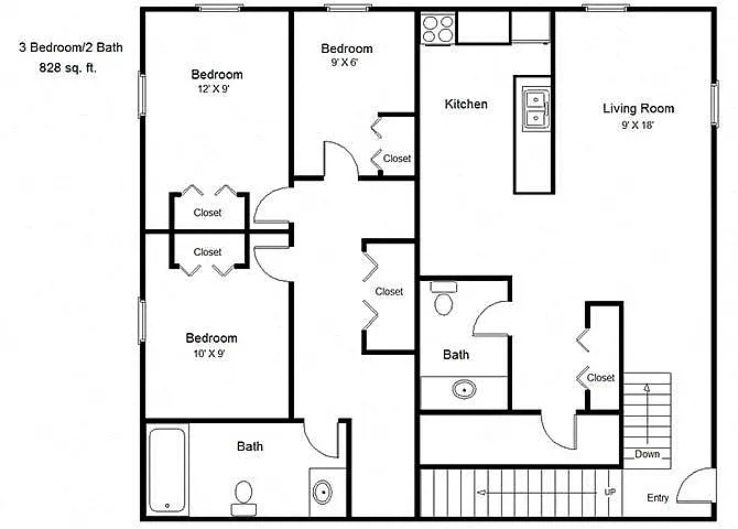 Floor plan Two Bedroom Apartment