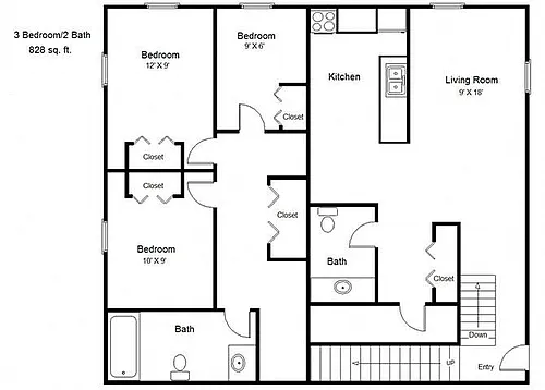 Floor plan Two Bedroom Apartment