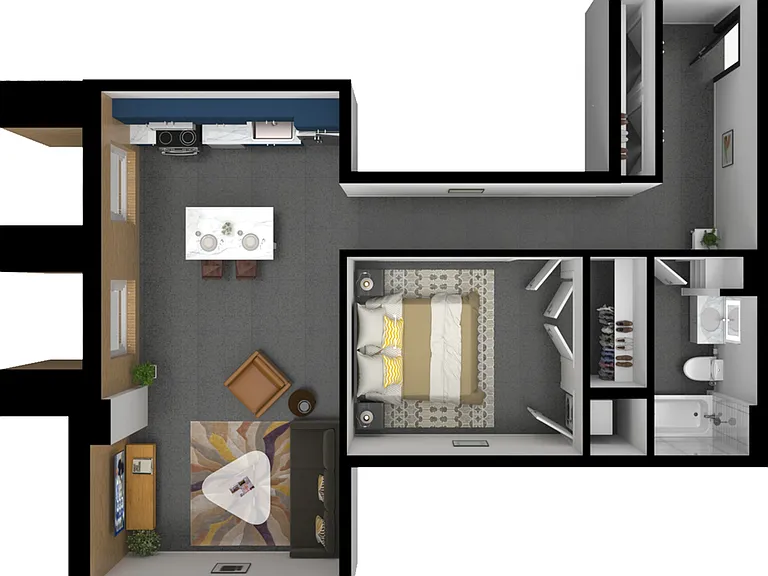 1 Bedroom - Units 1230, 1330, 1430, 1530