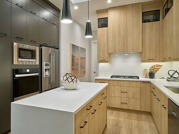 A photo of the kitchen of the York model show home in Calgary by Brookfield Residential