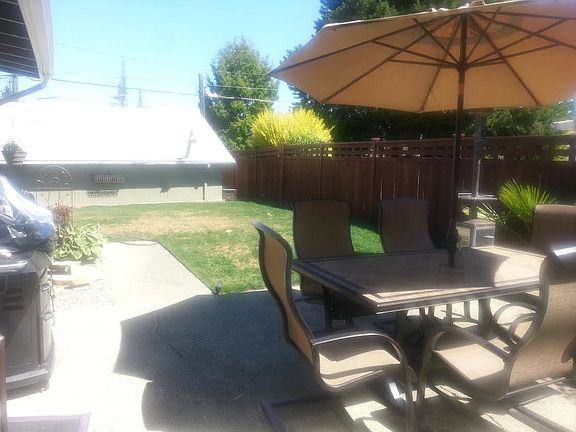 View of patio/backyard from back door