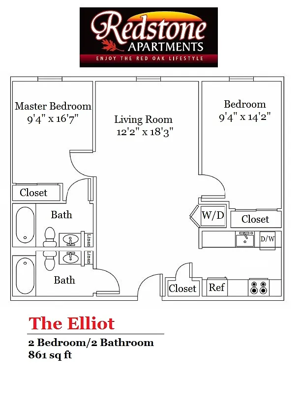 Floor plan Elliott- 2 Bedroom