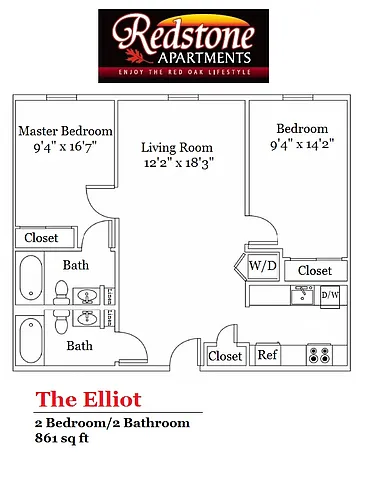 Floor plan Elliott- 2 Bedroom
