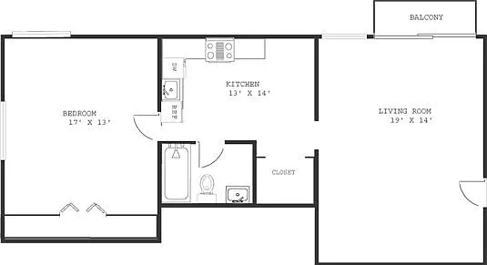 1 Bedroom/ 1 Bath 700 sq ft