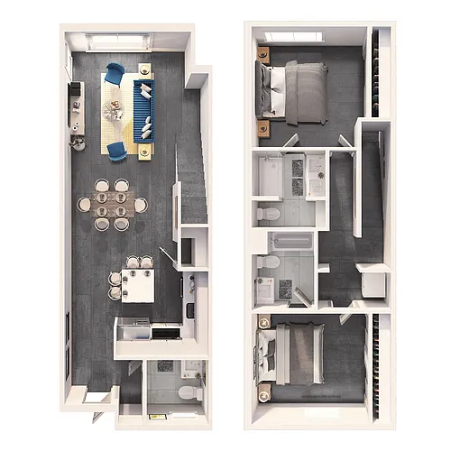 Floor plan 2 Bedroom Townhome Premium
