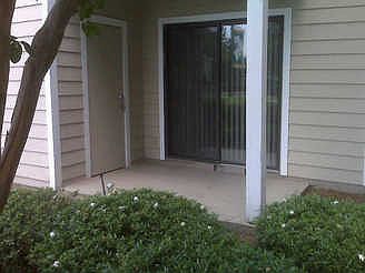 Patio with lockable storage