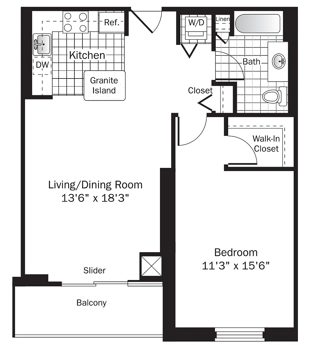 Floor plan UNIT 3 (1BR/1BA)