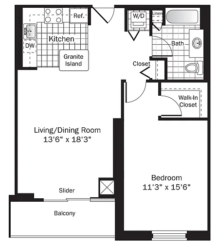 Floor plan UNIT 3 (1BR/1BA)