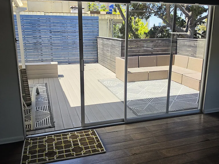 Private deck from living room