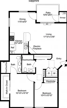 Sapphire - 2 Bedroom, 2 Bath Sapphire - 2 Bedroom, 2 Bath