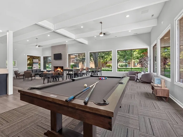 Updated and spacious resident clubhouse at Westwood Village Apartments in Westland, MI.