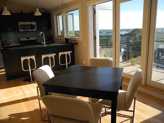 Open kitchen, glass tile backsplash