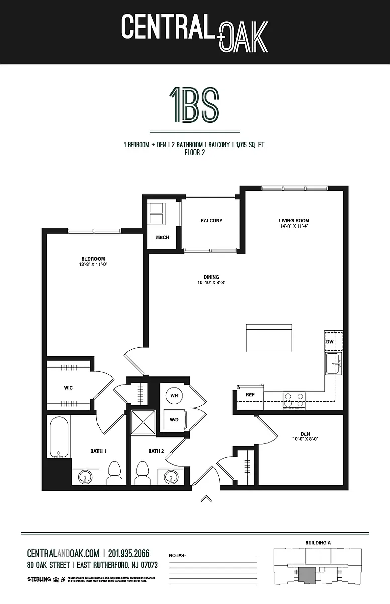 Floor plan 1 Bedroom 2 Bath with Den