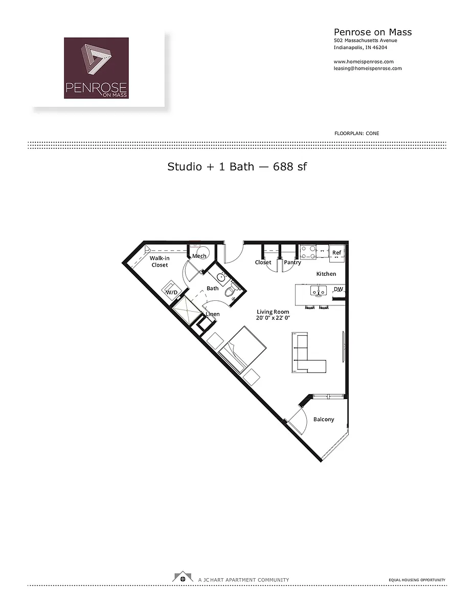 Floor plan Studio D Courtyard (shower/balc/cy)