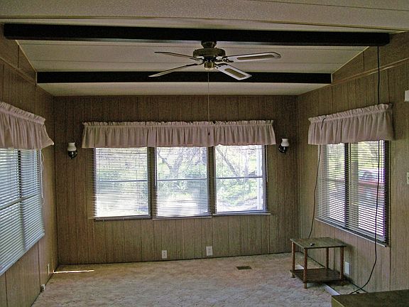 Living Room with view, almost new monitor heater and ceiling fan