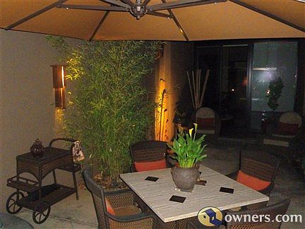 North side dining w/ lighted waterfall