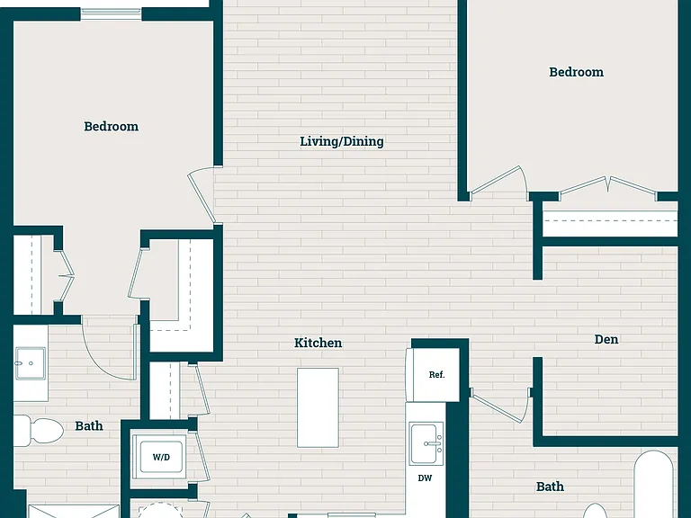 2BR+DEN-02 floor plan Atworth