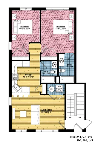 Floor plan 2 Bed | 2 Bath