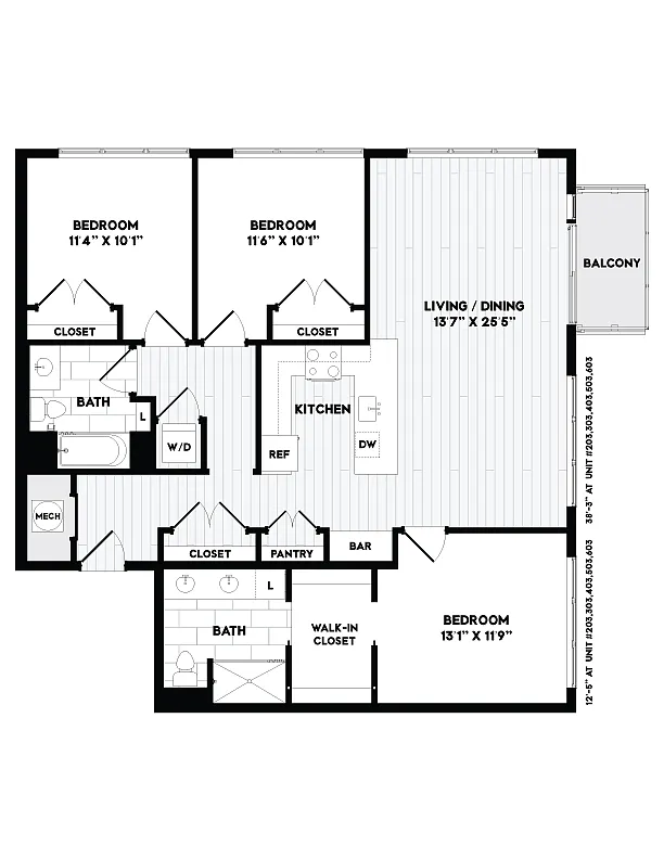 Floor plan 3 Bed/2 Bath-C1