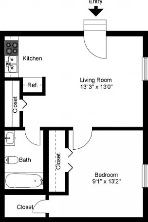 Junior one bedroom floor plan Junior one bedroom floor plan