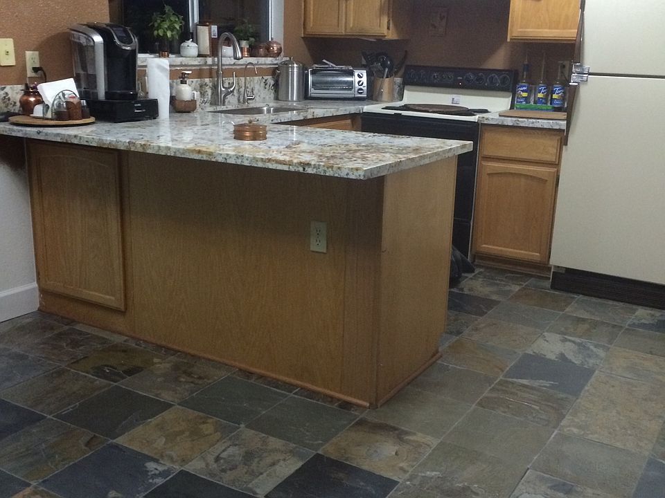 Granite counters Slate floor