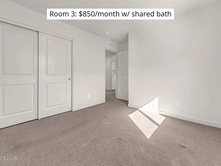 Room 3: $850/month w/ shared bath
- Utilities included
- Bathroom shared with 1 other roommate
- 2nd floor