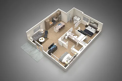 Floor plan 2 Bed/2 Bath/1 Story