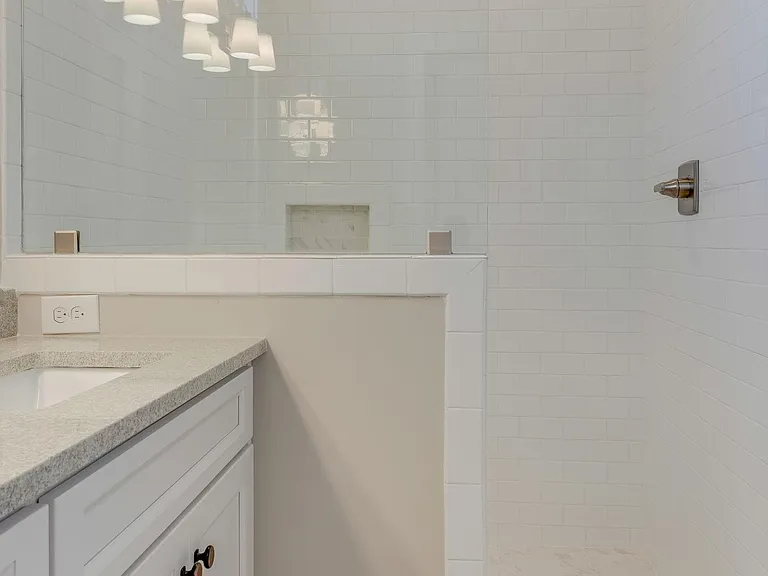 Private shower with glass door